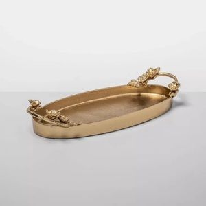 ISO Opalhouse Cast Brass Decorative Floral Gold Tray